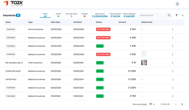 Insurance renewal tracking preview