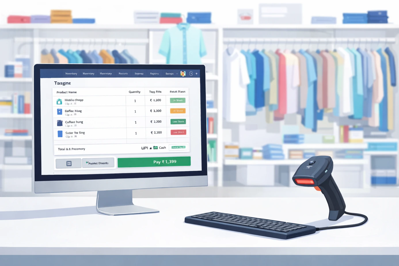 Indian retailer using POS with barcode scanner