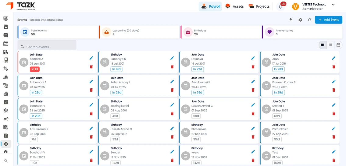 HR analytics dashboard screen 1