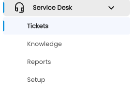 Tazk Service Desk — Service Desk in the CRM menu: Tickets, Knowledge, Reports and Setup