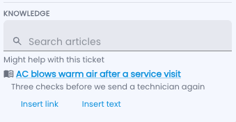 Tazk Service Desk — Articles that might help, ready to insert into the reply