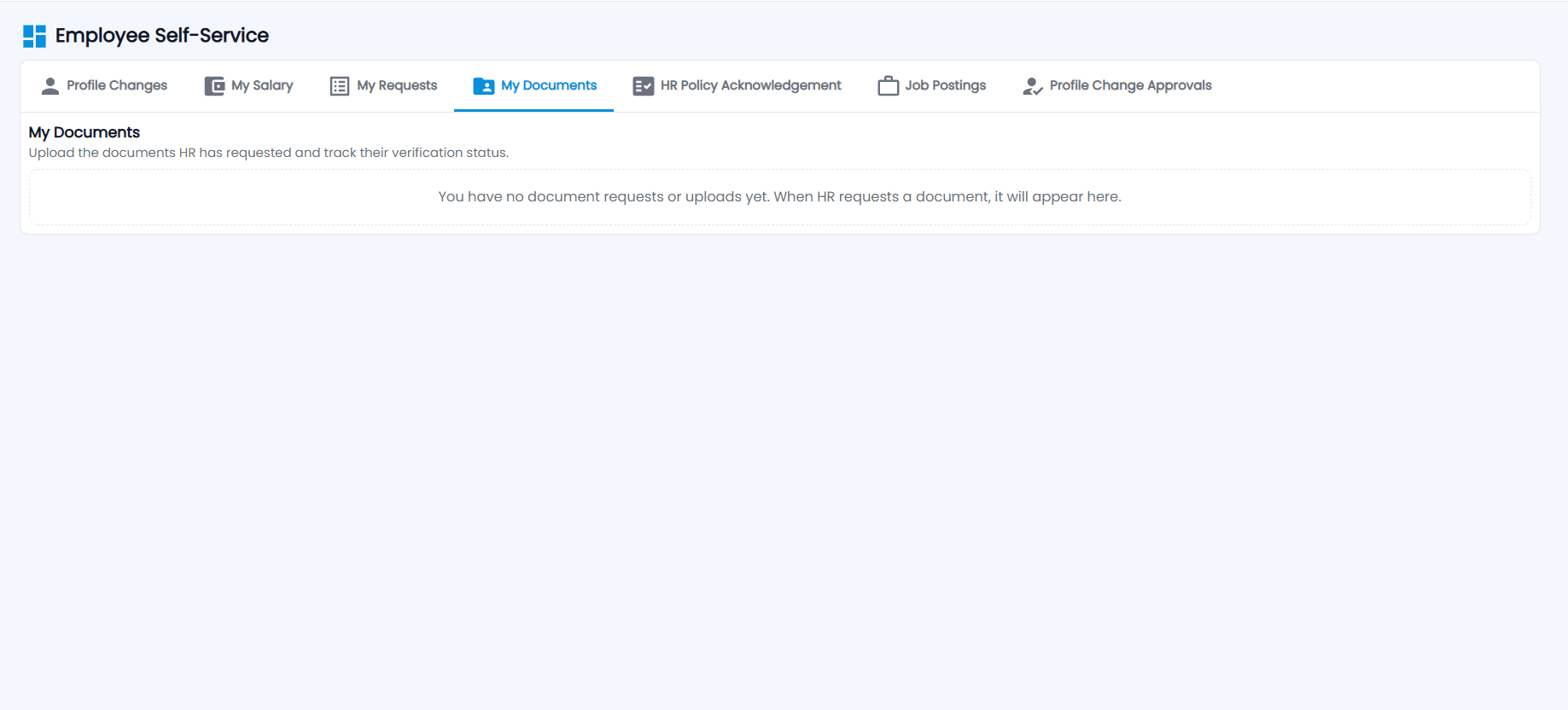 Tazk Payroll Employee Self-Service My Documents tab