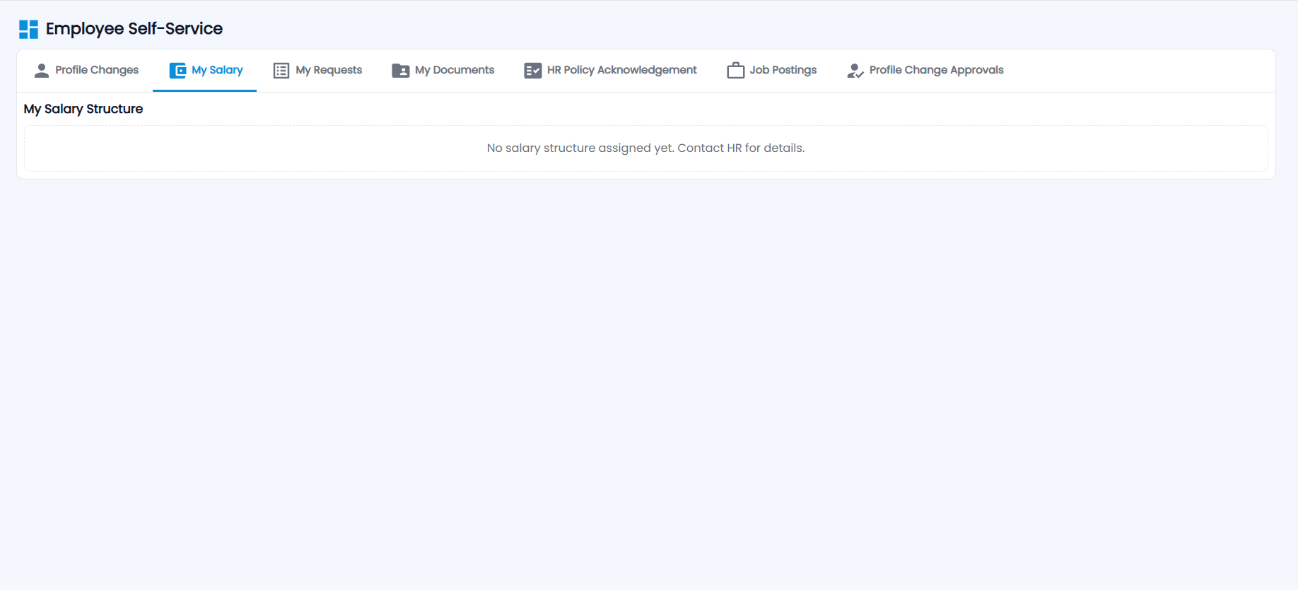 Tazk Payroll Employee Self-Service My Salary tab, My Salary Structure