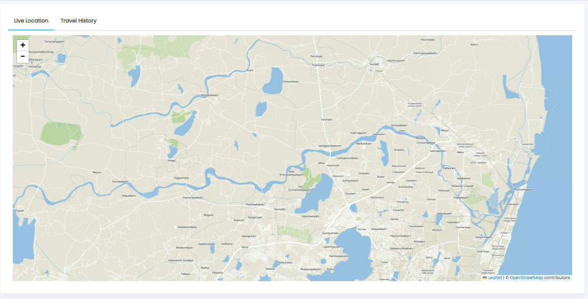 Live Location map showing employee positions with real-time updates
