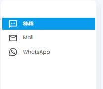 Configuration sections: SMS, Mail, and WhatsApp