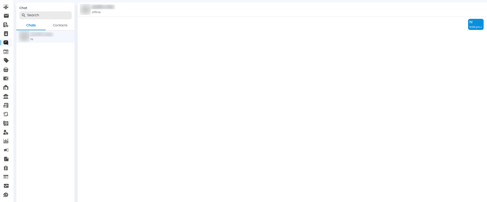 Chat page with the Chats list on the left and an open conversation with Kavitha Anbu on the right